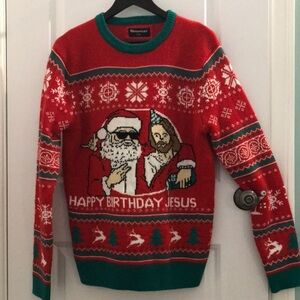 'Happy birthday Jesus' Christmas Sweater Large New
